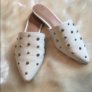White Studded Mules - Size 6